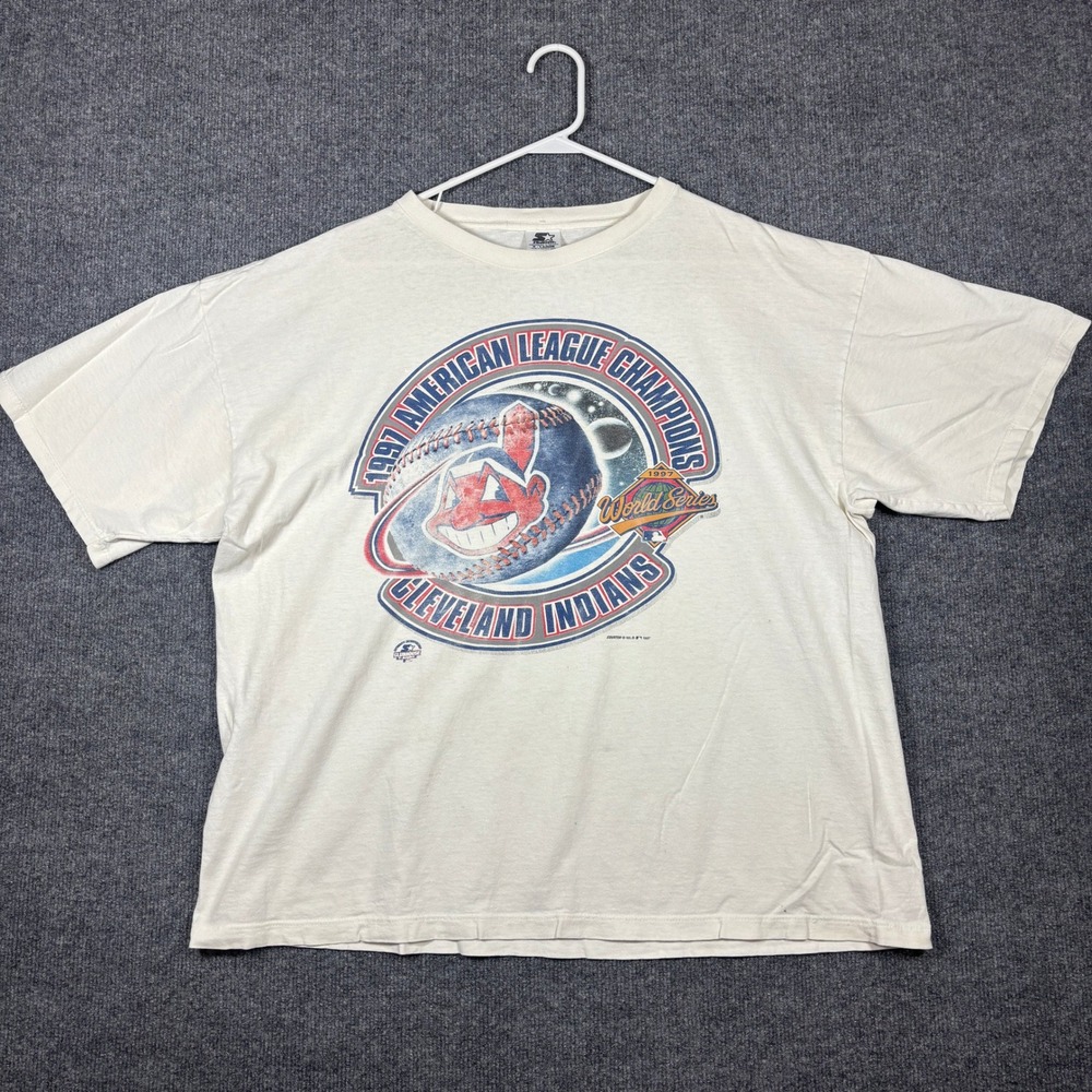 Starter Vintage 1997 Cleveland Indians AL Champions Shirt Mens XL World Series